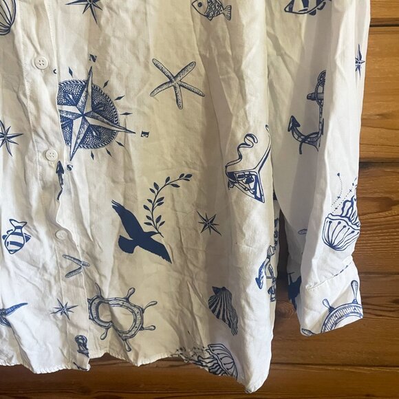 Cupshe Long sleeve Oversized Nautical Marine Blouse Large Medium - Picture 2 of 6